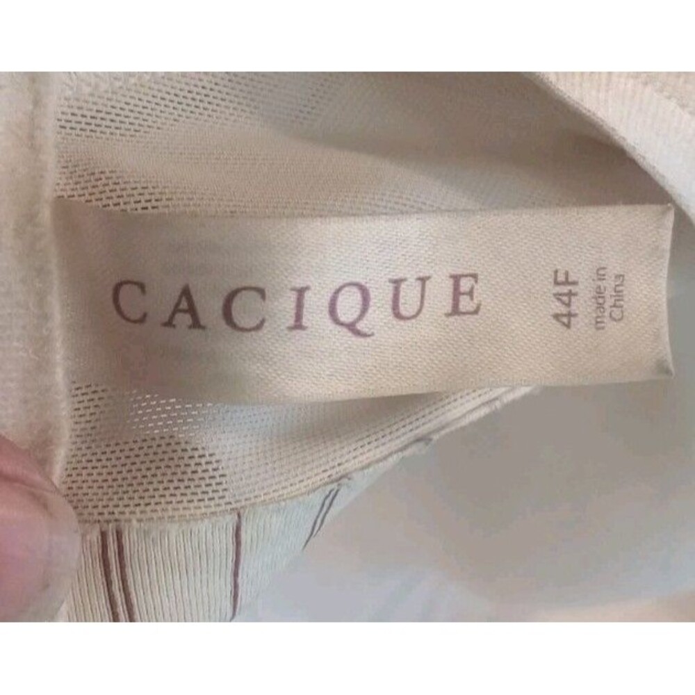 Cacique Bra Full Coverage Lace Padded Underwire Beige Brown Bow Detail Size 44F - Picture 5 of 6
